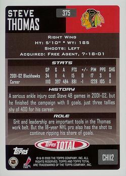 2002-03 Topps Total #375 Steve Thomas Back