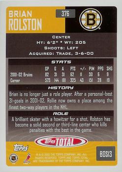 2002-03 Topps Total #376 Brian Rolston Back