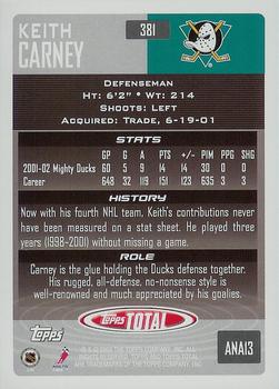 2002-03 Topps Total #381 Keith Carney Back