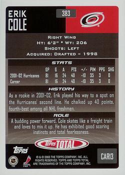 2002-03 Topps Total #383 Erik Cole Back