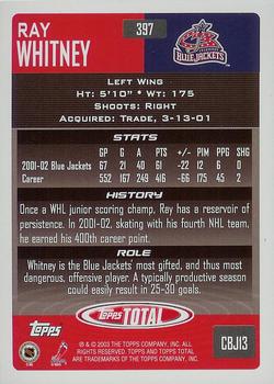 2002-03 Topps Total #397 Ray Whitney Back