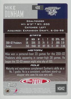 2002-03 Topps Total #400 Mike Dunham Back