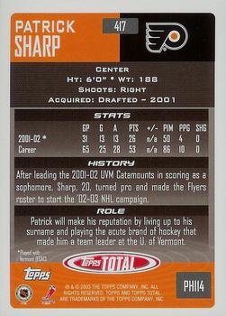 2002-03 Topps Total #417 Patrick Sharp Back