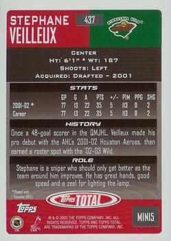 2002-03 Topps Total #437 Stephane Veilleux Back