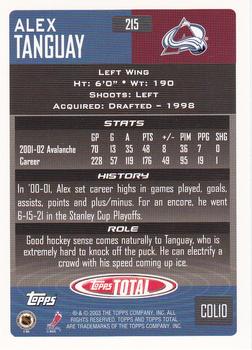 2002-03 Topps Total #215 Alex Tanguay Back