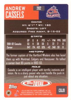 2002-03 Topps Total #282 Andrew Cassels Back