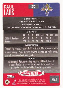 2002-03 Topps Total #352 Paul Laus Back