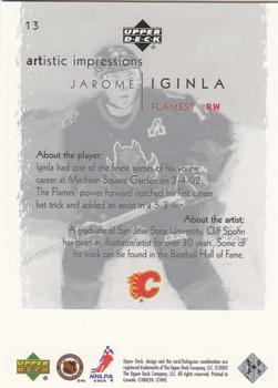 2002-03 Upper Deck Artistic Impressions #13 Jarome Iginla Back