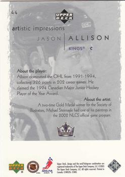 2002-03 Upper Deck Artistic Impressions #44 Jason Allison Back