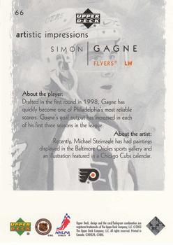 2002-03 Upper Deck Artistic Impressions #66 Simon Gagne Back