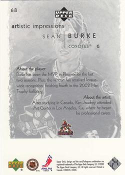 2002-03 Upper Deck Artistic Impressions #68 Sean Burke Back