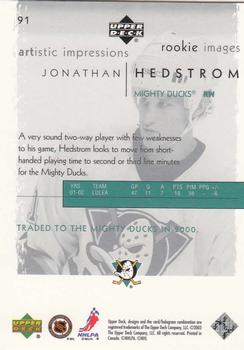 2002-03 Upper Deck Artistic Impressions #91 Jonathan Hedstrom Back