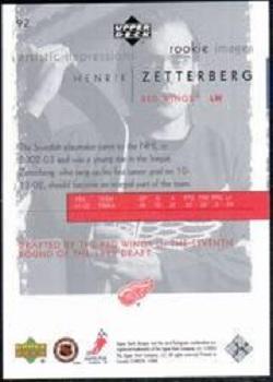 2002-03 Upper Deck Artistic Impressions #92 Henrik Zetterberg Back