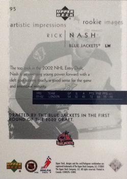 2002-03 Upper Deck Artistic Impressions #95 Rick Nash Back