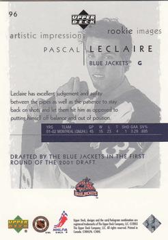 2002-03 Upper Deck Artistic Impressions #96 Pascal LeClaire Back