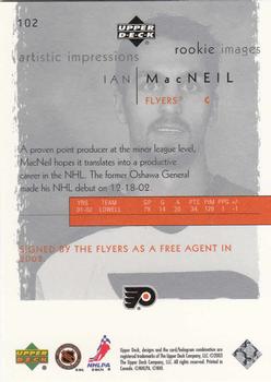 2002-03 Upper Deck Artistic Impressions #102 Ian MacNeil Back