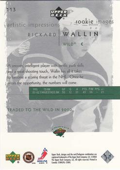 2002-03 Upper Deck Artistic Impressions #113 Rickard Wallin Back