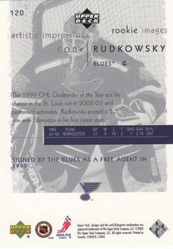 2002-03 Upper Deck Artistic Impressions #120 Cody Rudkowsky Back