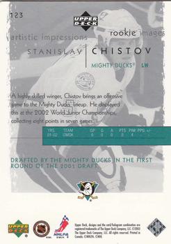 2002-03 Upper Deck Artistic Impressions #123 Stanislav Chistov Back
