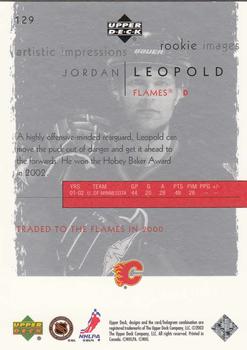 2002-03 Upper Deck Artistic Impressions #129 Jordan Leopold Back