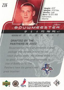 2002-03 Upper Deck #236 Jay Bouwmeester Back