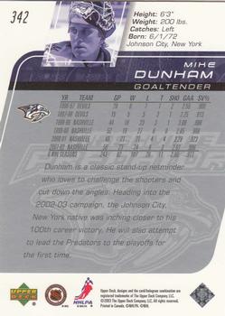 2002-03 Upper Deck #342 Mike Dunham Back