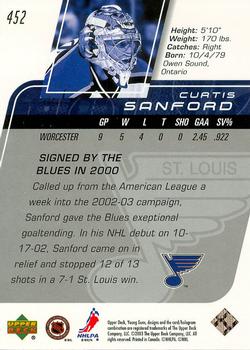 2002-03 Upper Deck #452 Curtis Sanford Back