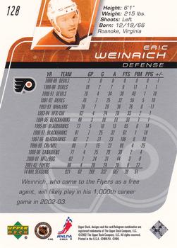 2002-03 Upper Deck #128 Eric Weinrich Back
