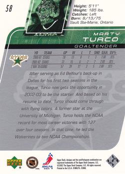 2002-03 Upper Deck #58 Marty Turco Back