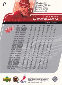 2002-03 Upper Deck #61 Steve Yzerman Back