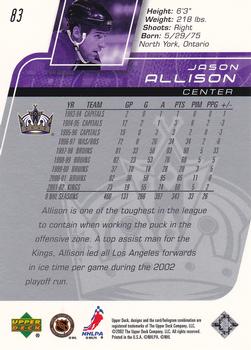 2002-03 Upper Deck #83 Jason Allison Back