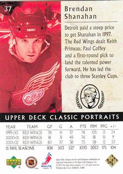 2002-03 Upper Deck Classic Portraits #37 Brendan Shanahan Back