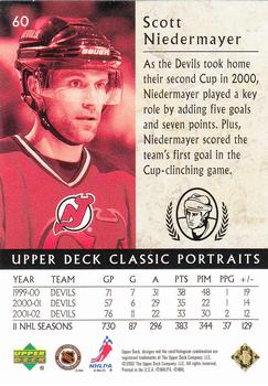 2002-03 Upper Deck Classic Portraits #60 Scott Niedermayer Back