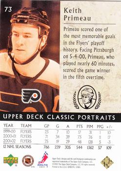 2002-03 Upper Deck Classic Portraits #73 Keith Primeau Back