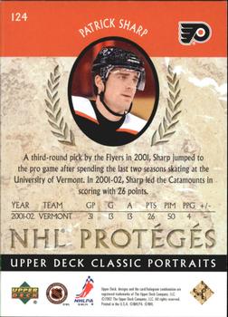 2002-03 Upper Deck Classic Portraits #124 Patrick Sharp Back