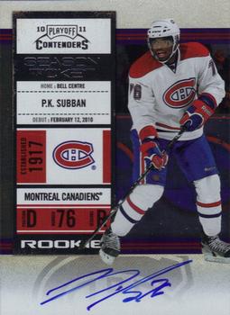 2010-11 Playoff Contenders #142 P.K. Subban Front