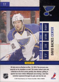 2010-11 Playoff Contenders #17 David Backes Back