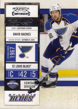 2010-11 Playoff Contenders #17 David Backes Front