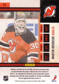 2010-11 Playoff Contenders #71 Martin Brodeur Back