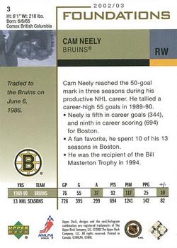 2002-03 Upper Deck Foundations #3 Cam Neely Back