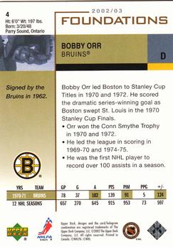 2002-03 Upper Deck Foundations #4 Bobby Orr Back