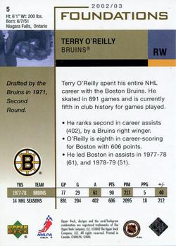 2002-03 Upper Deck Foundations #5 Terry O'Reilly Back