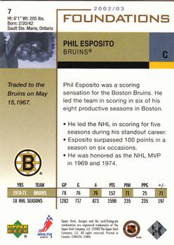 2002-03 Upper Deck Foundations #7 Phil Esposito Back
