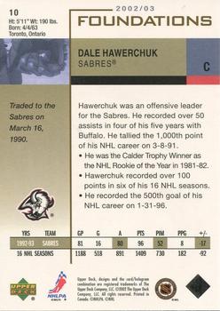 2002-03 Upper Deck Foundations #10 Dale Hawerchuk Back