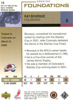 2002-03 Upper Deck Foundations #18 Ray Bourque Back