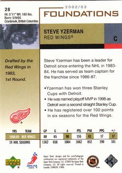 2002-03 Upper Deck Foundations #28 Steve Yzerman Back