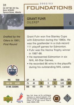 2002-03 Upper Deck Foundations #31 Grant Fuhr Back