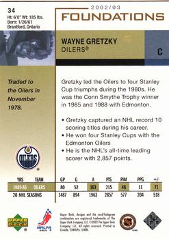 2002-03 Upper Deck Foundations #34 Wayne Gretzky Back