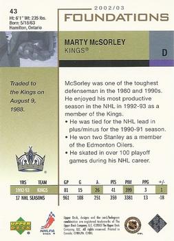 2002-03 Upper Deck Foundations #43 Marty McSorley Back