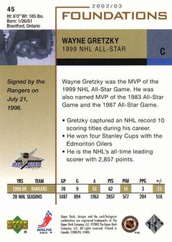 2002-03 Upper Deck Foundations #45 Wayne Gretzky Back